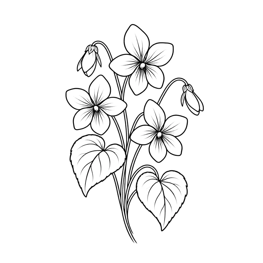 February · violet — birth flower tattoo design