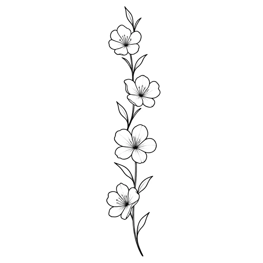 Spine stem — family birth flower bouquet tattoo design
