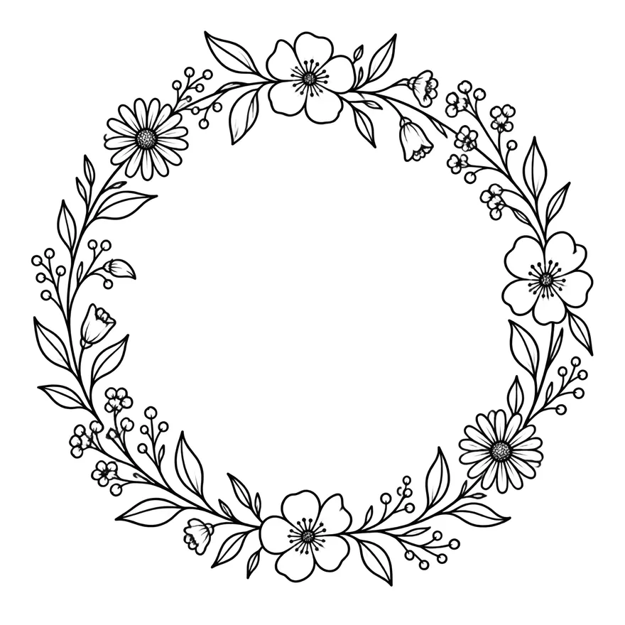 Flower wreath — family birth flower bouquet tattoo design