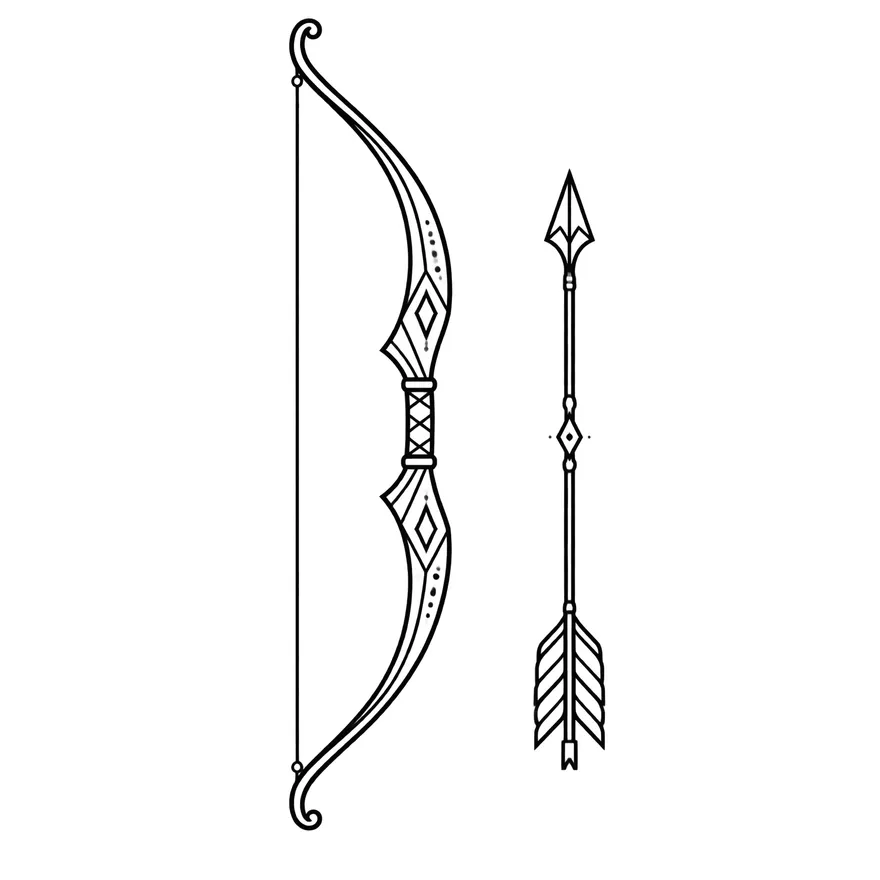 Bow & arrow — couples matching tattoo design