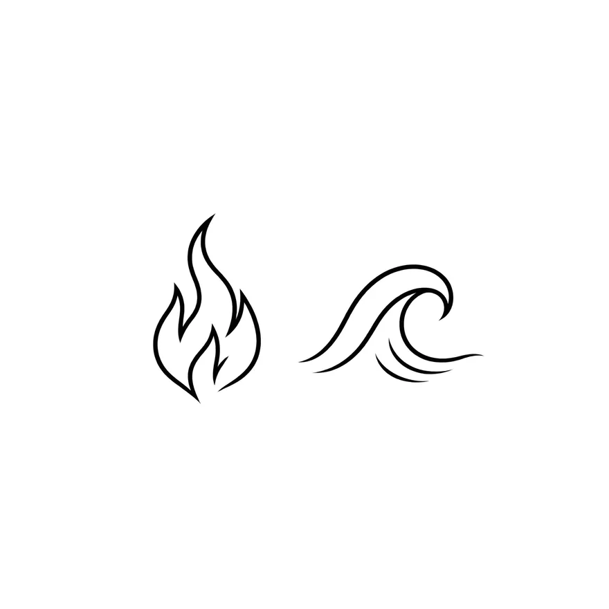 Fire & water — couples matching tattoo design