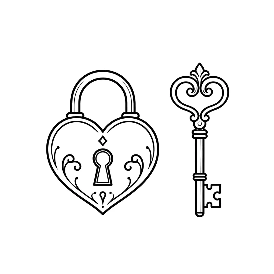 Lock & key — couples matching tattoo design