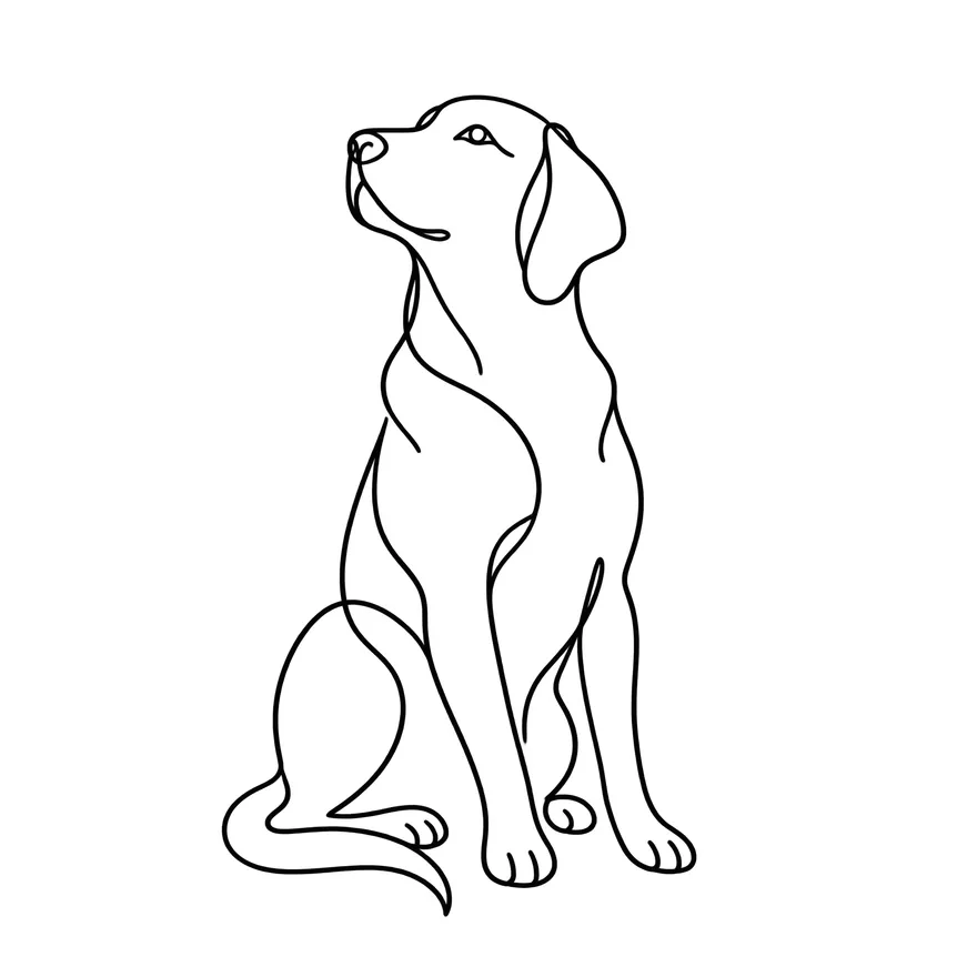 One-line sitting dog — dog memorial tattoo design