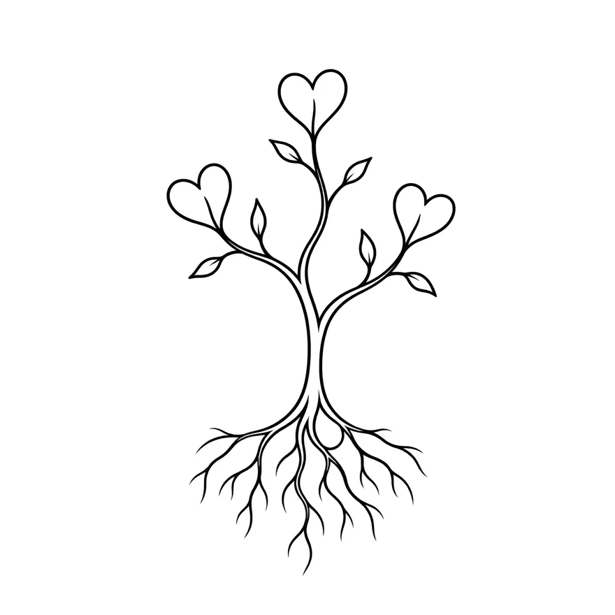 Family tree with roots — tattoo design
