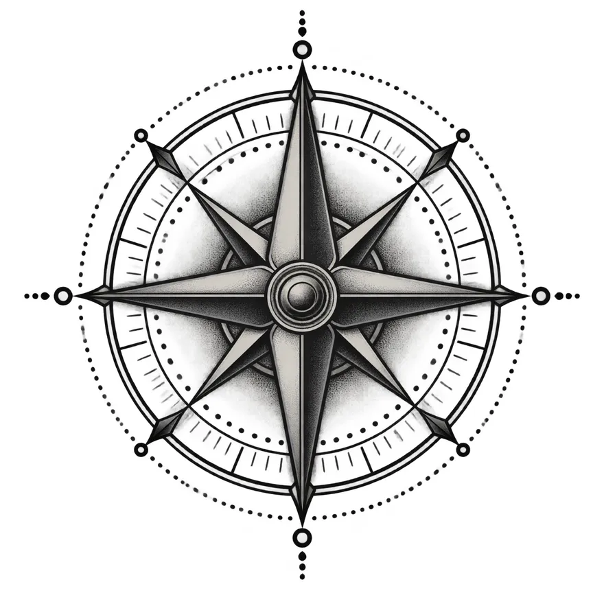 Compass rose — dad memorial tattoo design