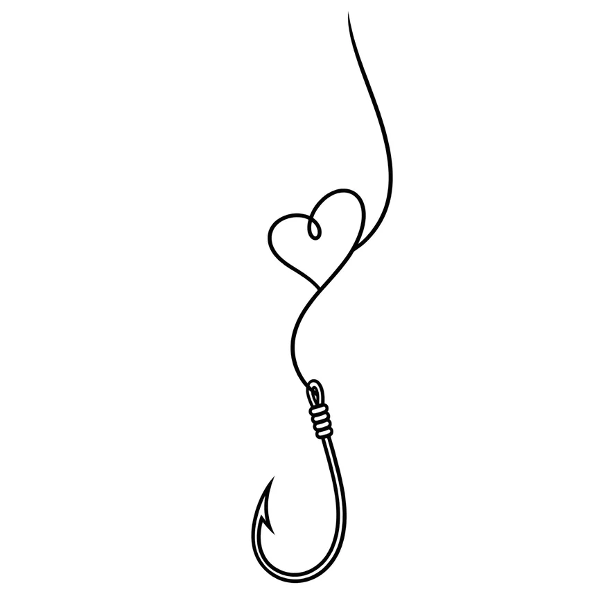 Gone fishing heart — dad memorial tattoo design