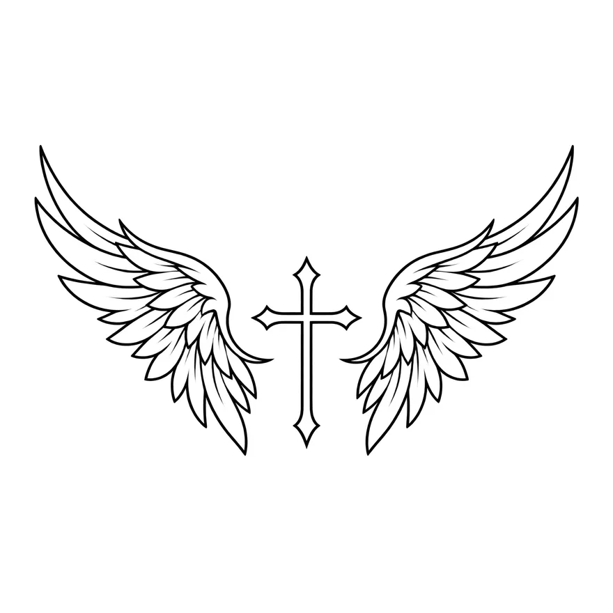 Wings and a small cross — dad memorial tattoo design