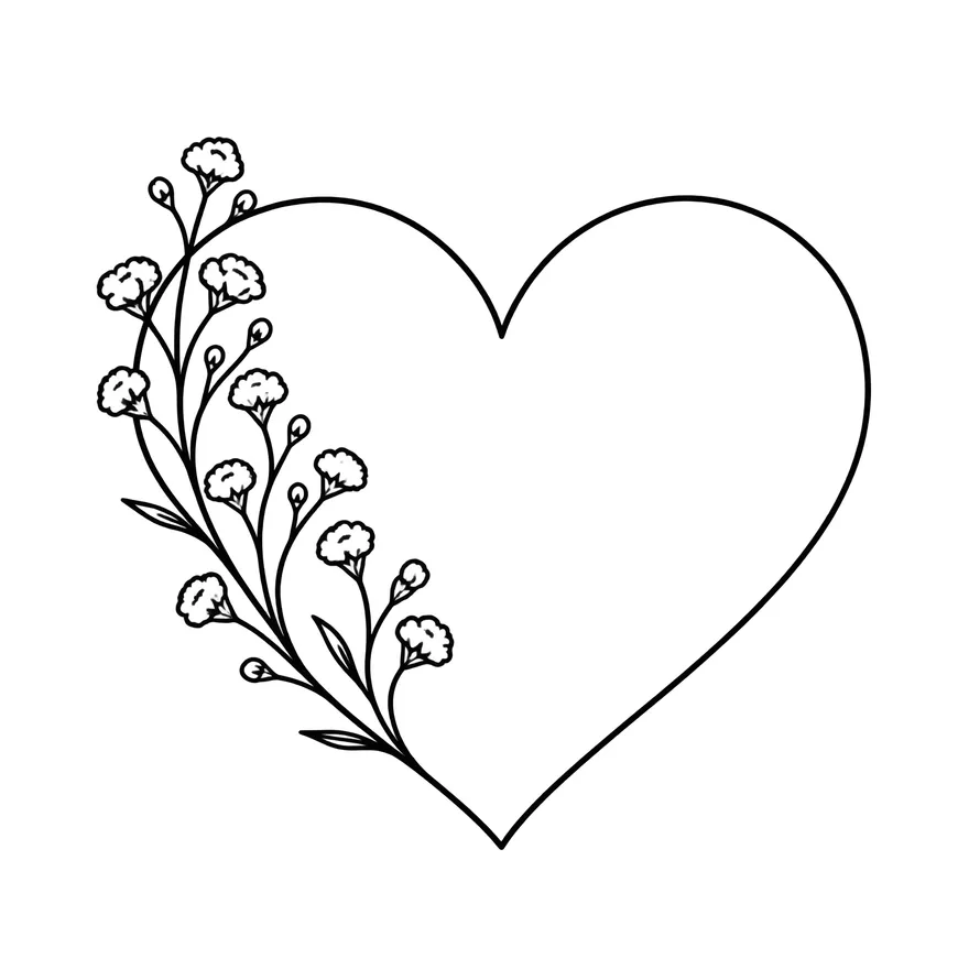 Heart with baby's breath — mom memorial tattoo design