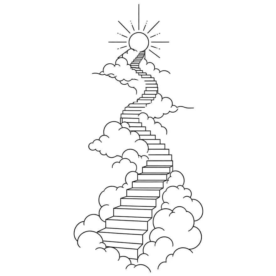 Stairs into the clouds — mom memorial tattoo design