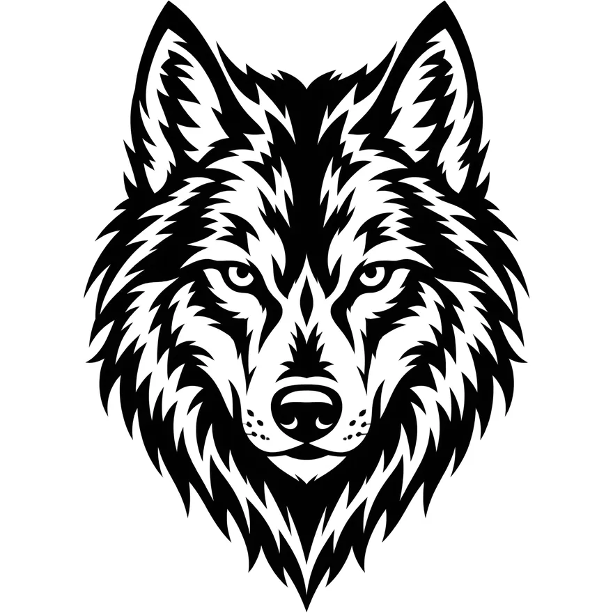 Blackwork wolf head — tattoo design