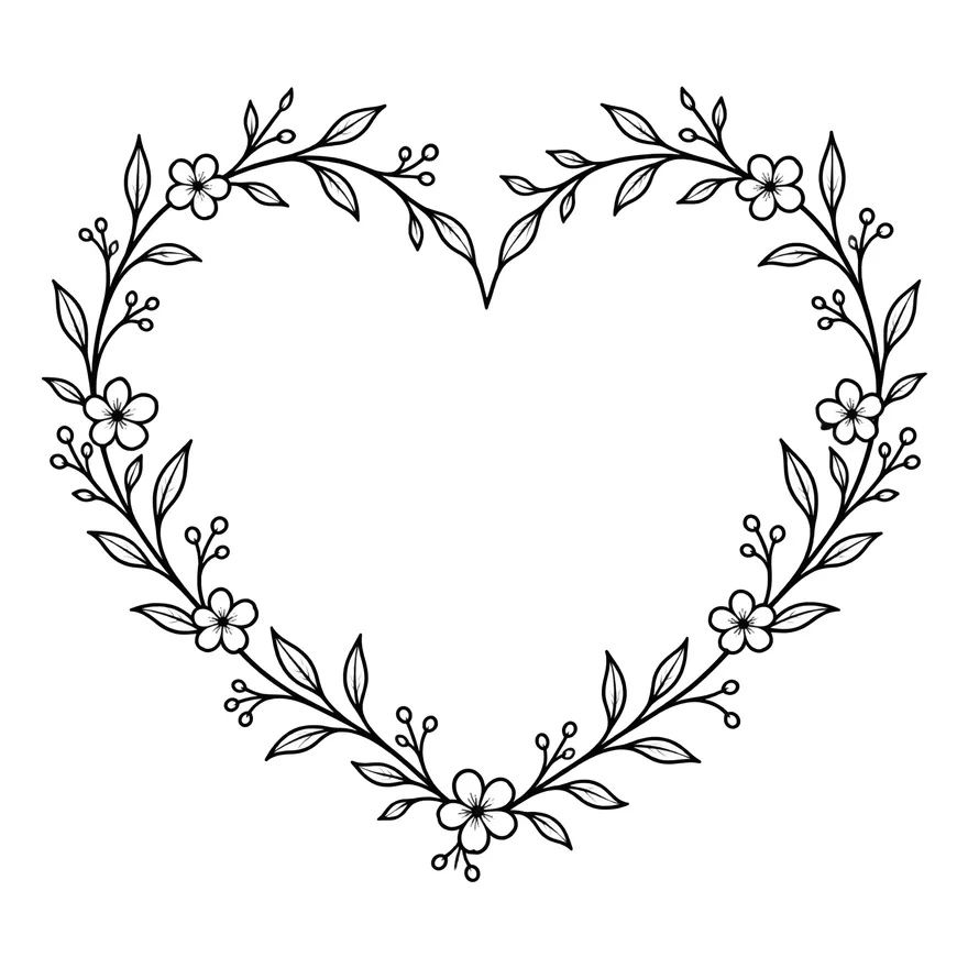 Heart vine frame — name tattoo design