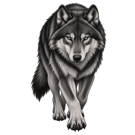 Wolf, Black and grey AI-generated design reference